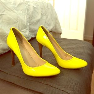 Bright yellow Calvin Klein pumps